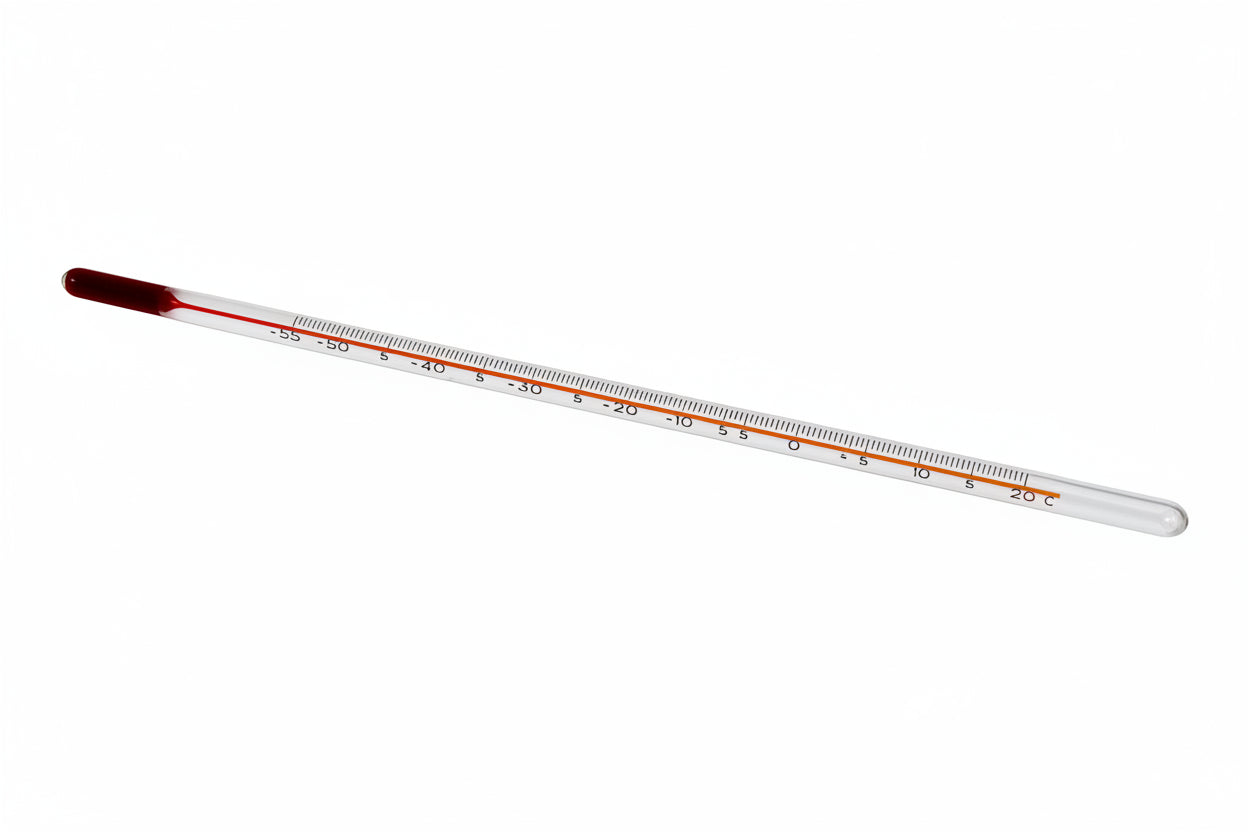 Thermometer, T-SPECC9, Length 9", Range -55°C to 20°C, Red Spirit Liquid-In-Glass, Total Immersion